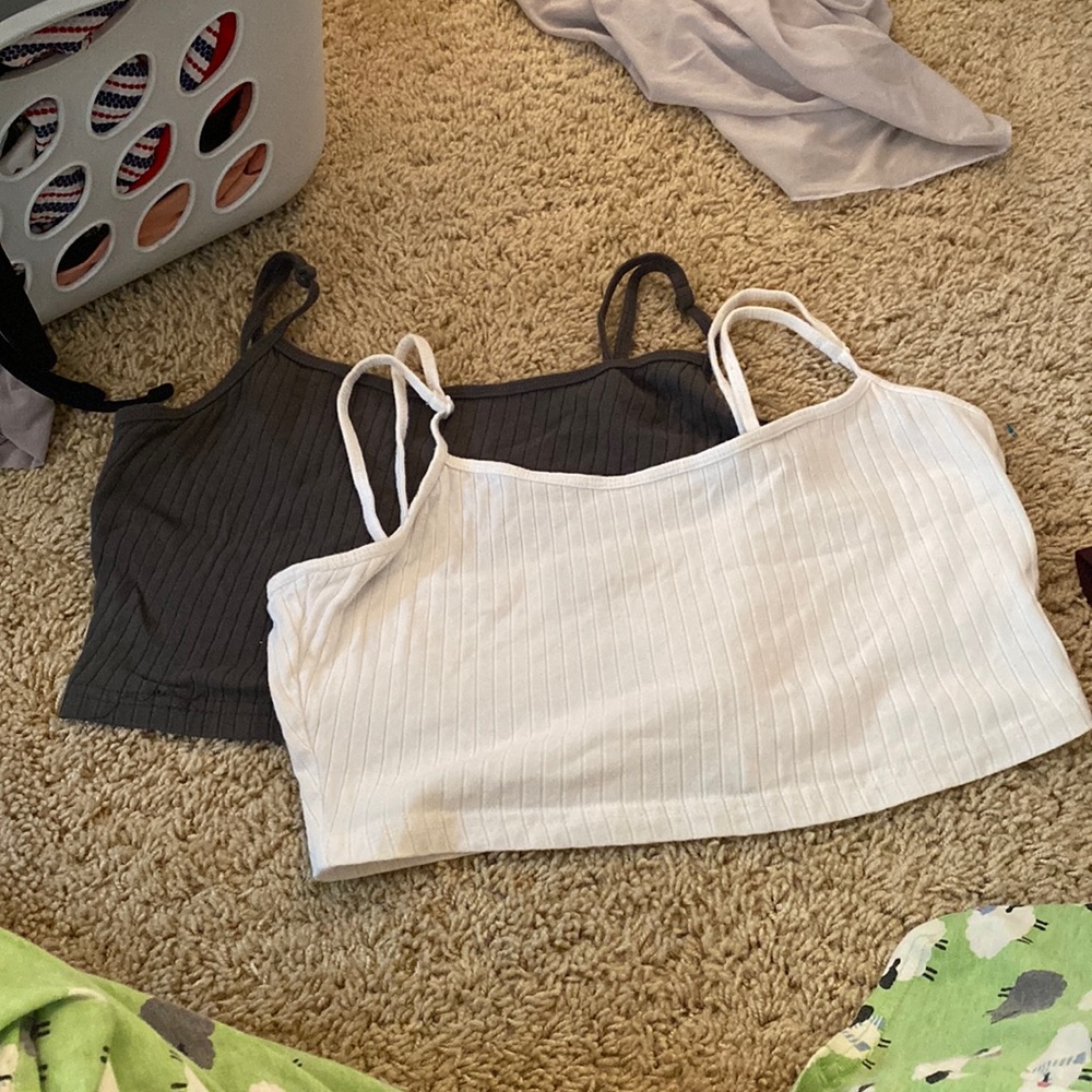SHEIN tank top crop tops (charcoal and white)